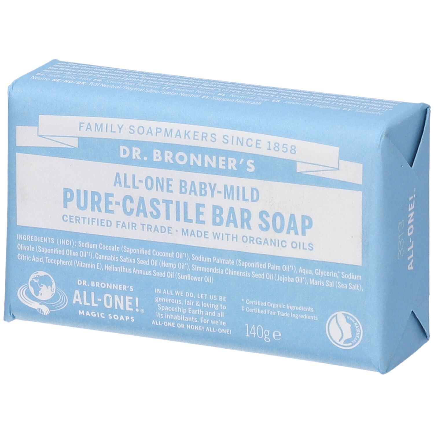 Dr. Bronner's Puro Sapone Solido Bio Senza Profumo 140 g — confronto prezzi