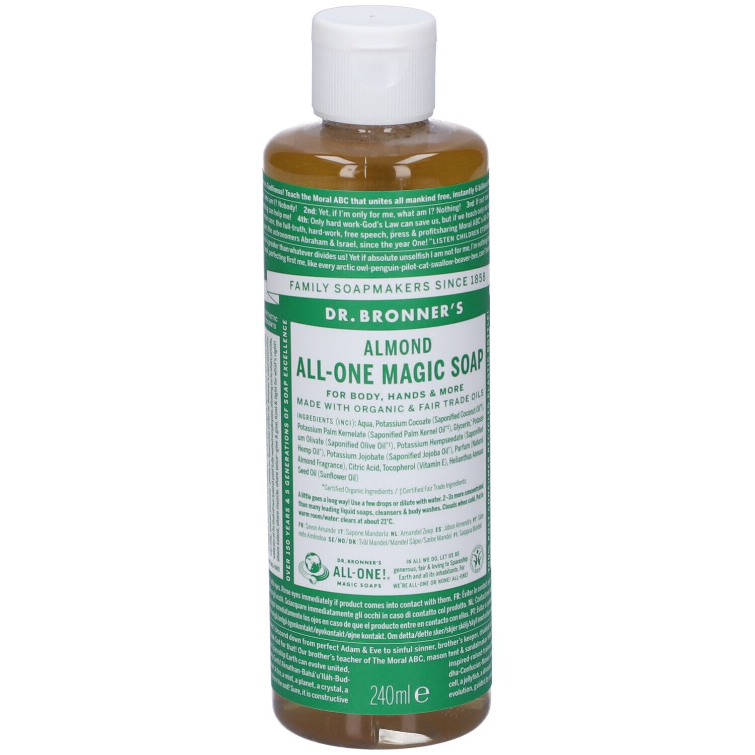Dr. Bronner’s Sapone Liquido 18-In-1 alla Mandorla 240 ml liquido