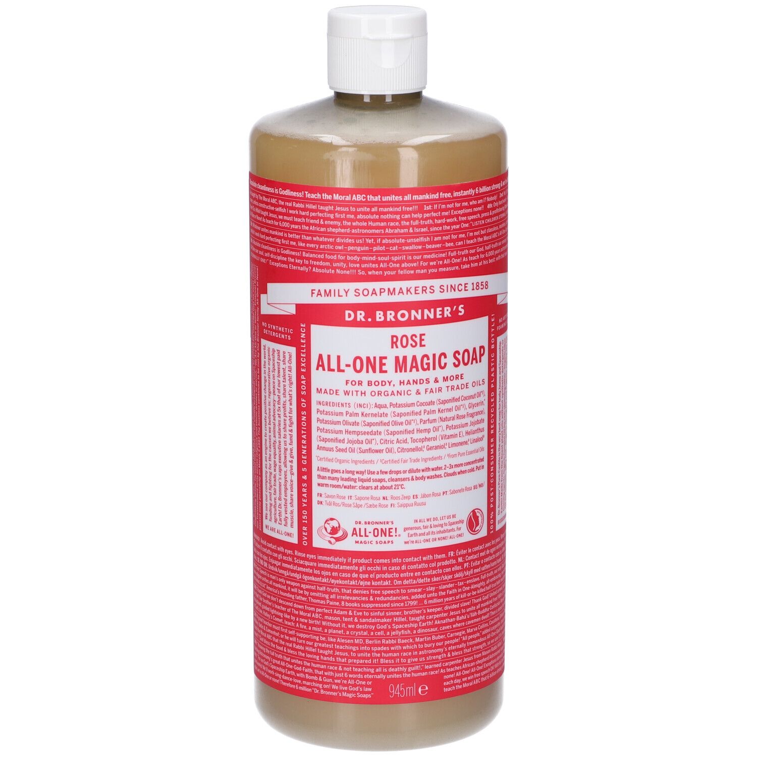Dr. Bronner’s Sapone Liquido 18-In-1 alla Rosa 945 ml liquido