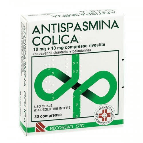 Antispasmina Colica 10mg + 10mg Papaverina Belladonna 30 Compresse Rivestite