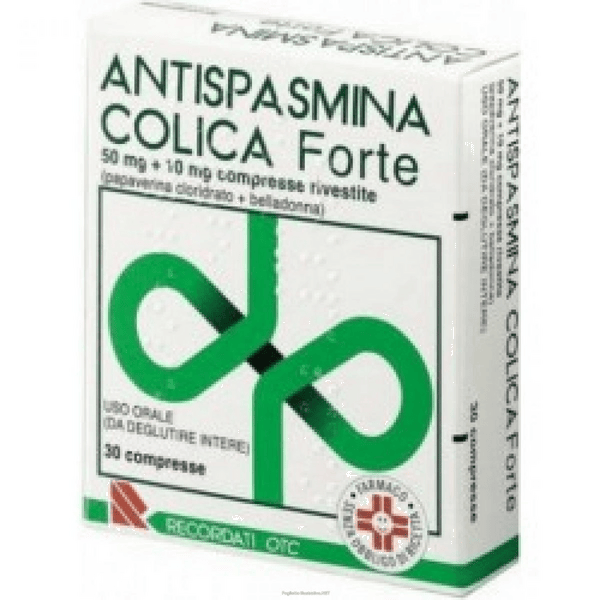Antispasmina Colica Forte 50mg + 10mg Papaverina Belladonna 30 Compresse