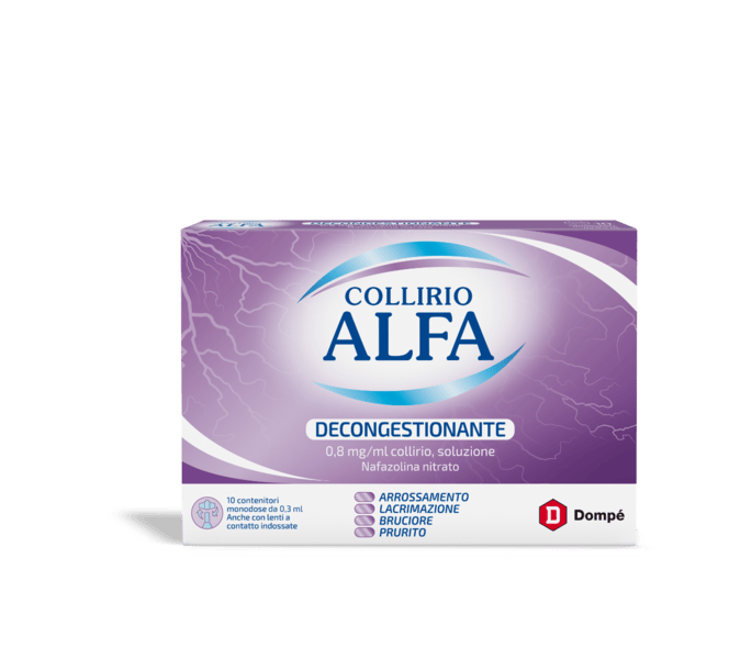 Collirio Alfa Monodose 0,8 mg/ml Nafazolina Decongestionante 10 Flaconcini