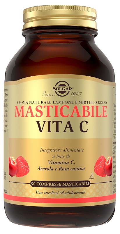 Solgar Masticabile Vita C 90 Compresse Integratore per Sistema Immunitario e Sistema Nervoso
