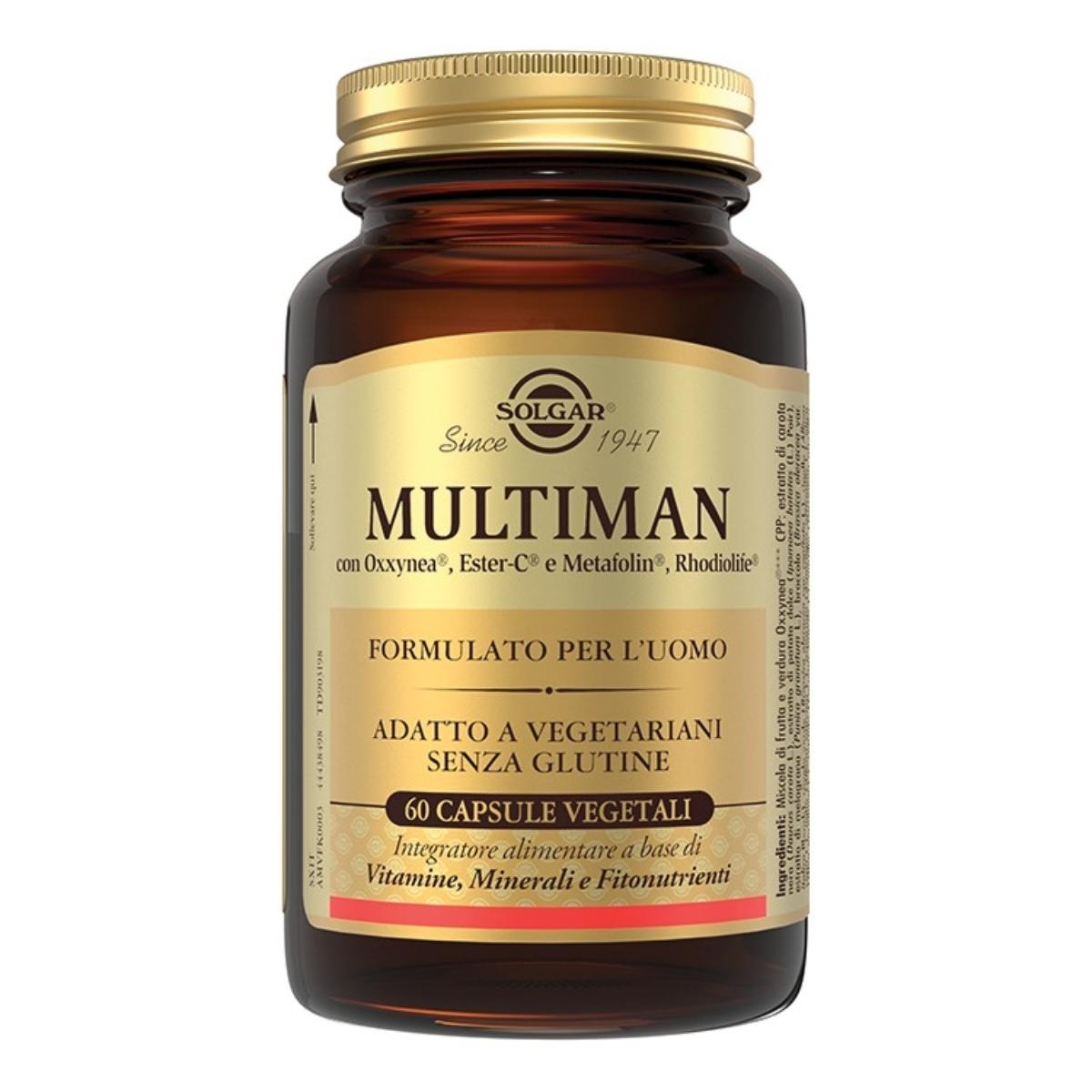 Solgar Multiman Integratore Multivitaminico per Uomo 60 Capsule Vegetali