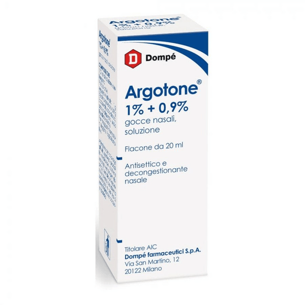 Argotone Gocce Nasali 1%+0,9% Efedrina / Argento vitellinato Antisettico 20 ml
