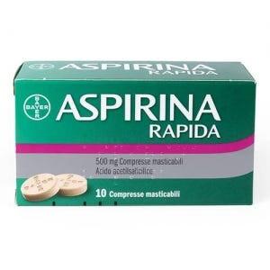 Aspirina Rapida 500mg, 10 Compresse Masticabili Trattamento Febbre e Dolore Analgesico Antinfiammatorio