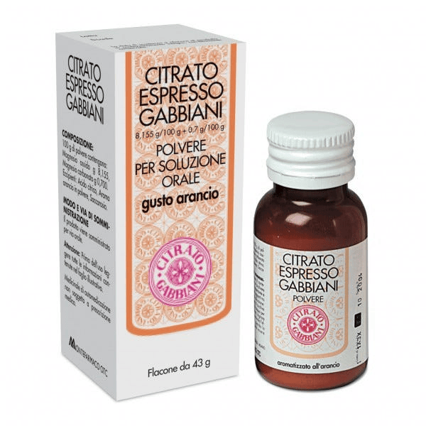 Citrato Espresso Gabbiani Magnesio Polvere Lassativa Gusto Arancia 43 g