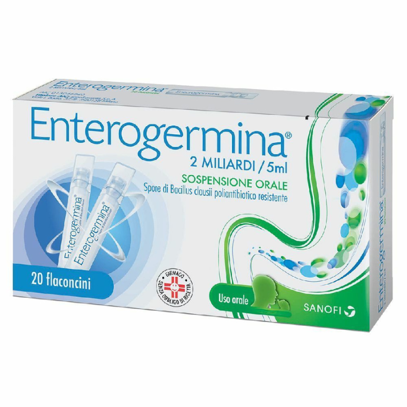 Enterogermina Fermenti Lattici 20 Flaconcini 2 Miliardi Diarrea e Disturbi Intestinali