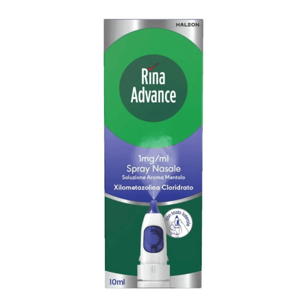 Rina Advance 10 ml Spray Nasale per Raffreddore, Allergie e Sinusite 1mg/ml