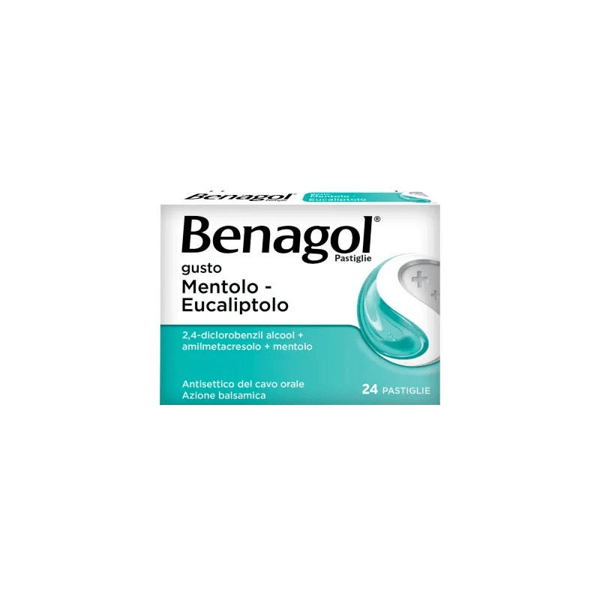 Benagol Antisettico Per Bocca e Gola Mentolo e Eucalipto 24 Pastiglie