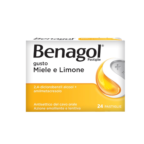Benagol Antisettico Per Bocca e Gola Miele e Limone 24 Pastiglie