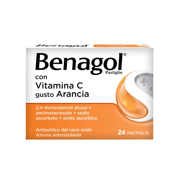 Benagol Vitamina C Antisettico Per Bocca e Gola Arancia 24 Pastiglie