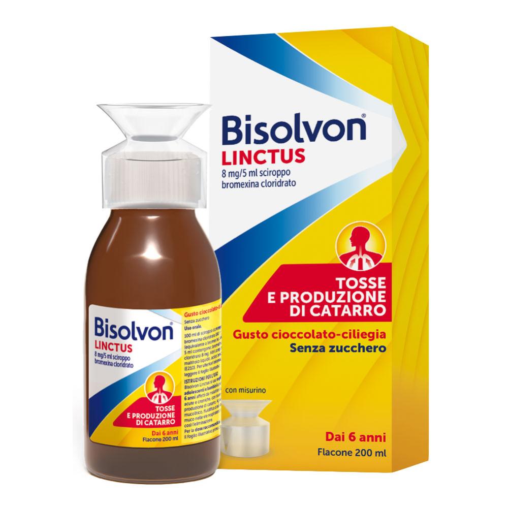Bisolvon Linctus Sciroppo Tosse 8 mg/5 ml 200 ml Mucolitico Catarro e Tosse Grassa Cioccolato