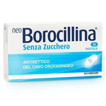NeoBorocillina Antisettico Gola per Mal di Gola 20 Pastiglie Menta Eucalipto Senza Zucchero