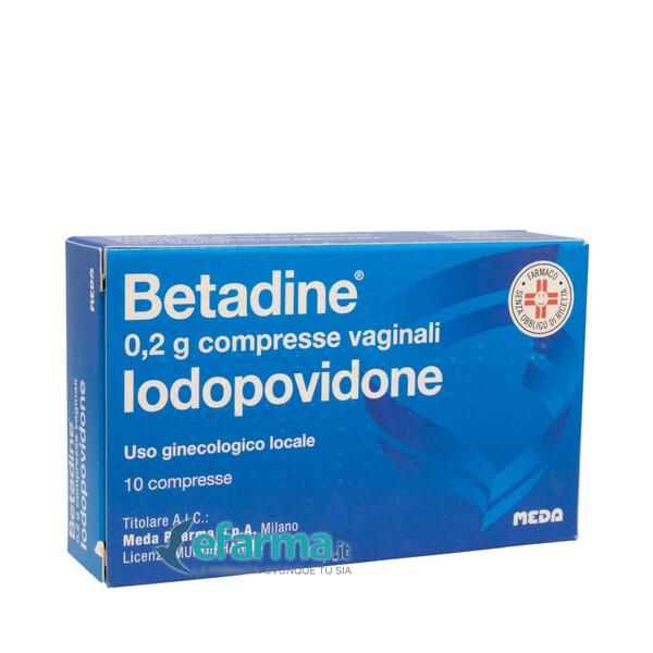Betadine 200 mg Iodopovidone 10 Compresse Vaginali — confronto prezzi