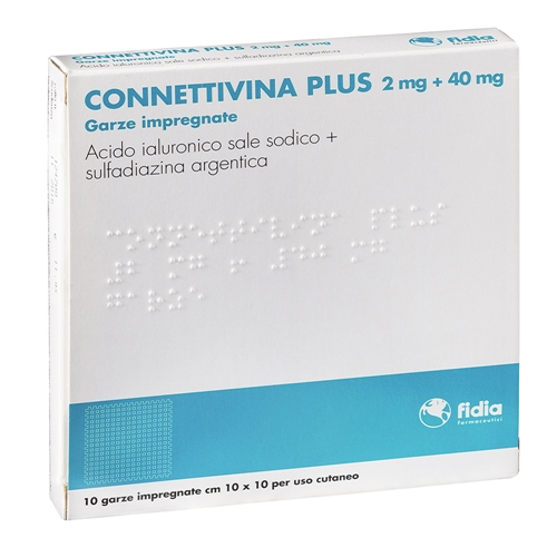 Connettivina Plus 2 mg + 40 mg Garze 10x10 cm Impregnate 10 Pezzi