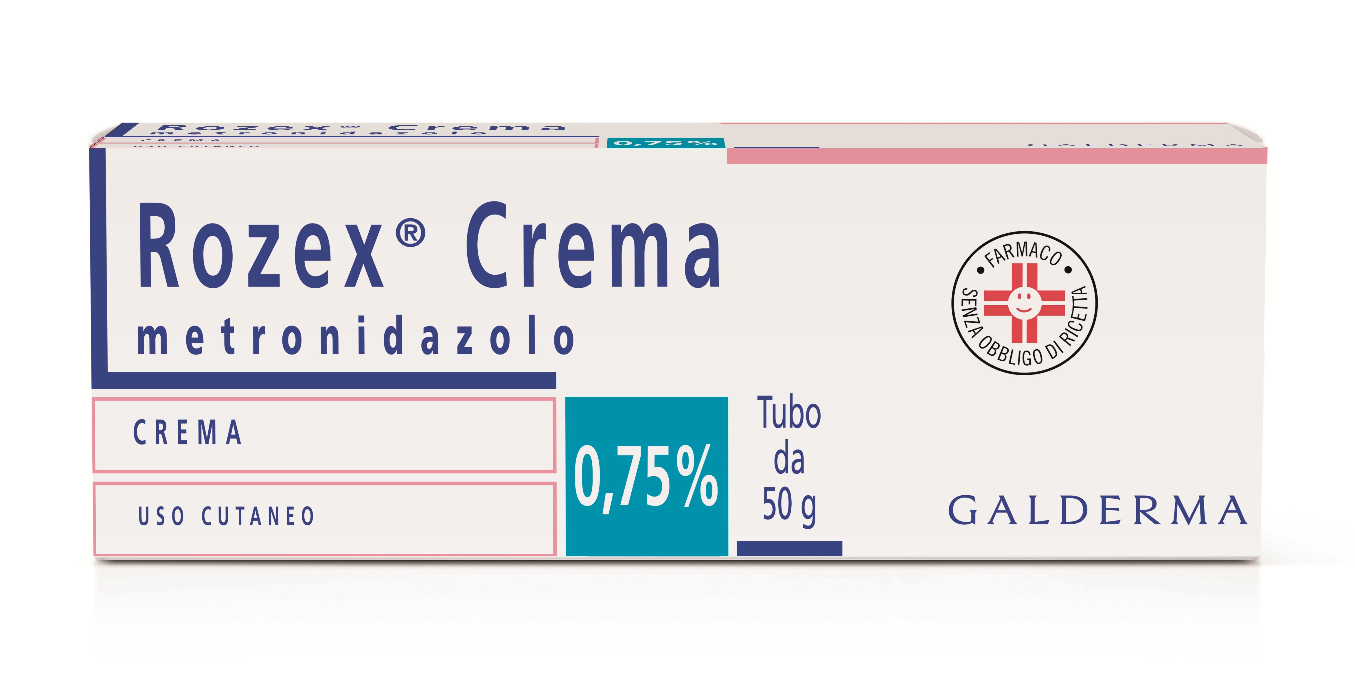 Rozex 0,75% Crema Dermatologica Trattamento Rosacea Eritematosa e Papulo-Pustolosa, 50g