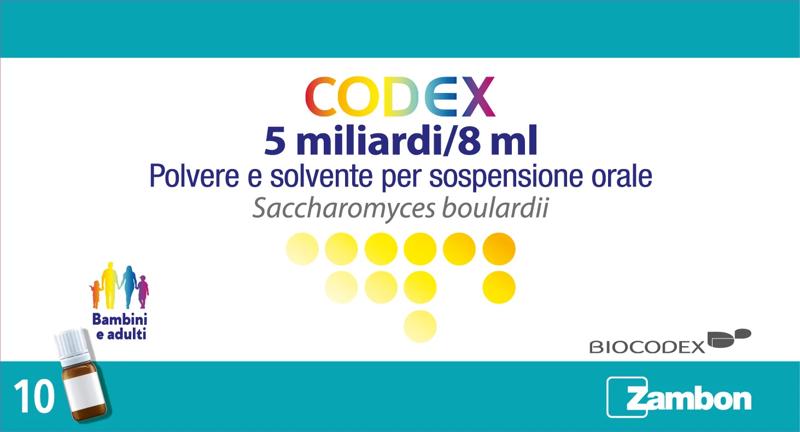 Codex Probiotico Saccharomyces Boulardii 10 Flaconcini da 8ml 5 Miliardi