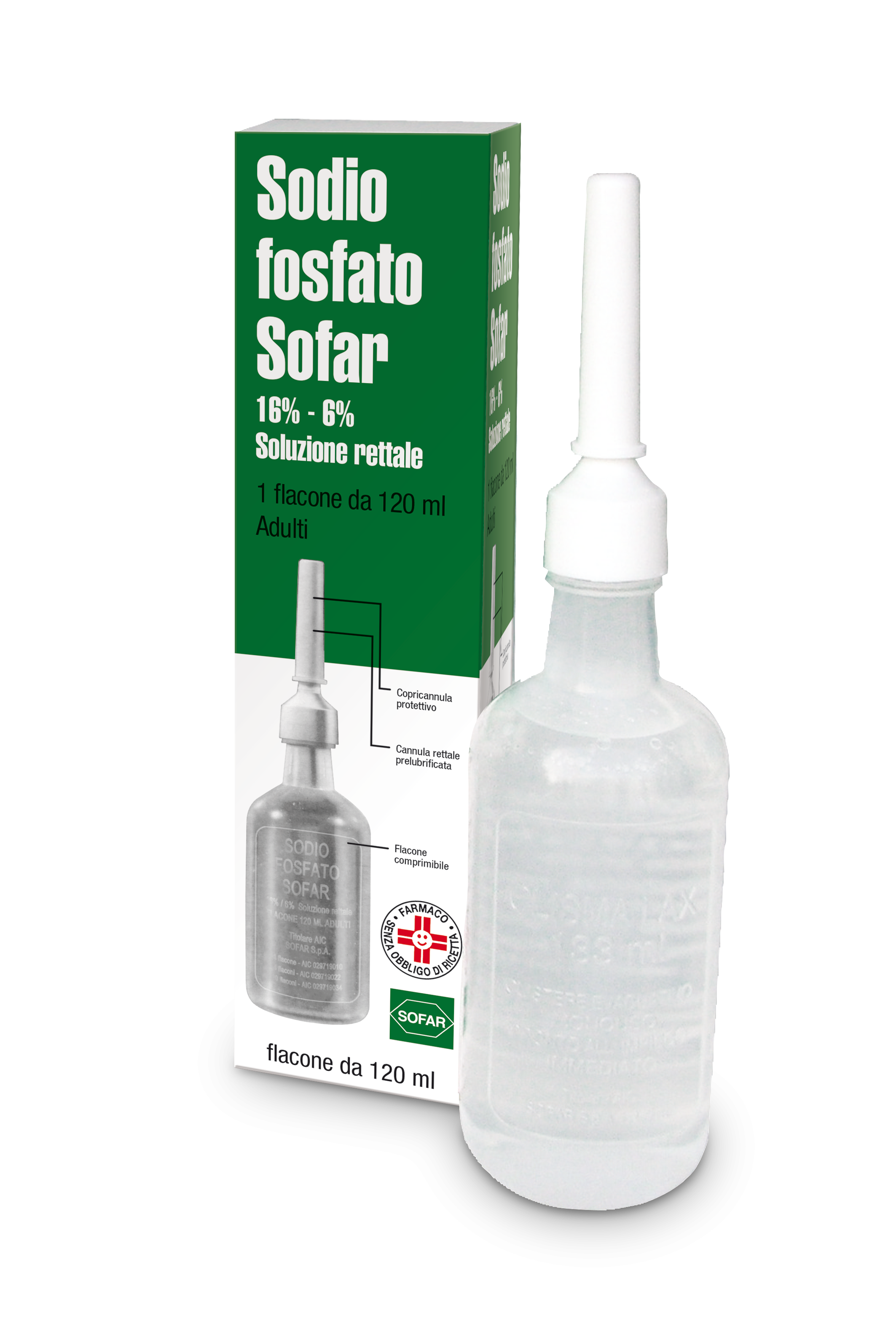 Sodio Fosfato Sofar Adulti 16%-6% Soluzione Rettale Flacone 120 ml