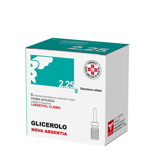 Glicerolo Na Prima Infanzia 2,25g Soluzione Rettale con Camomilla e Malva Lassativo, 6 Contenitori Monodose