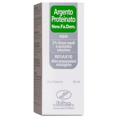 New Fa Dem Argento Proteinato 2% Gocce Nasali Auricolari 10ml Antisettico