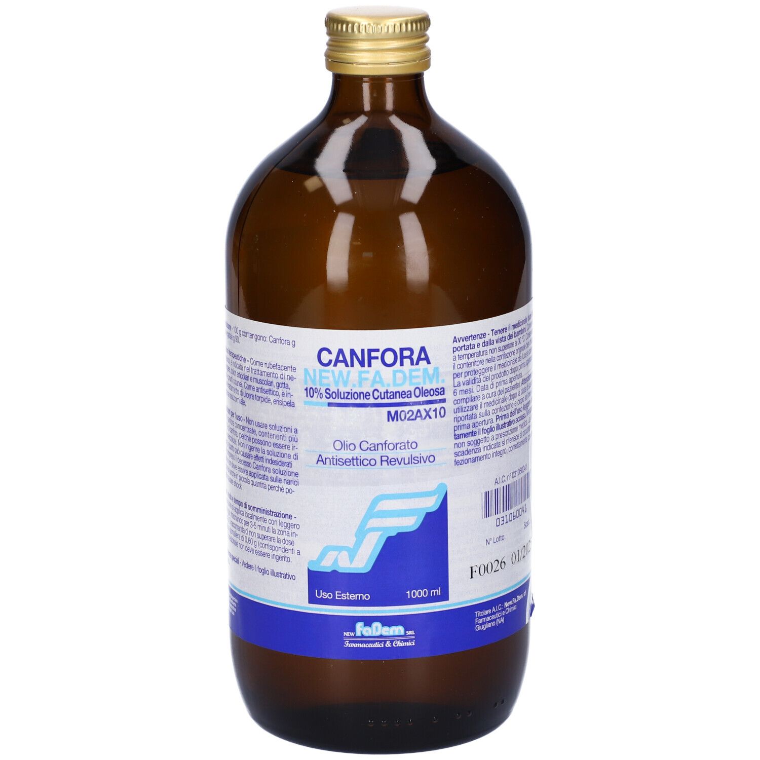 Canfora 10% Soluzione Oleosa 1000ml