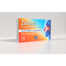 Zirtec decongestionante antistaminico 5 mg + 120 mg compresse a rilascio prolungato cetirizina dicloridrato + pseudoefedrina cloridrato
