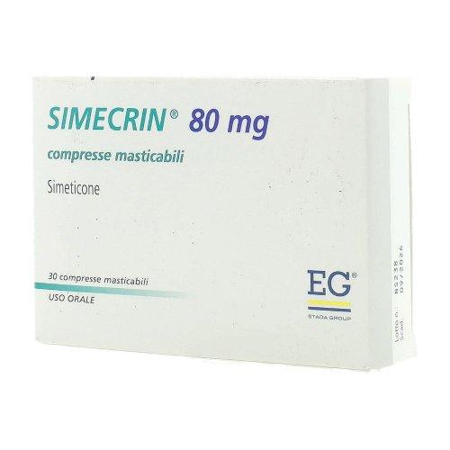 Simecrin Compresse Masticabili Simeticone 80mg 30 Compresse per Gas Intestinali