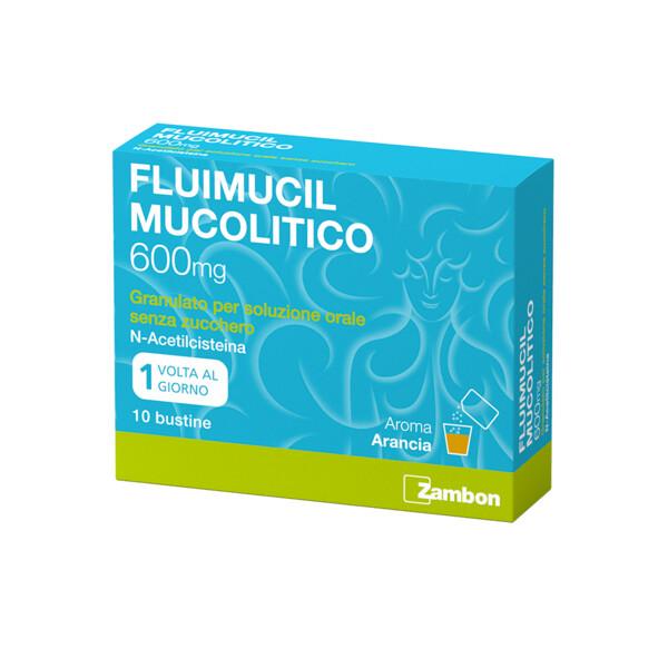 Fluimucil Mucolitico 600 mg Granulato per Soluzione Orale N-Acetilcisteina 10 Bustine