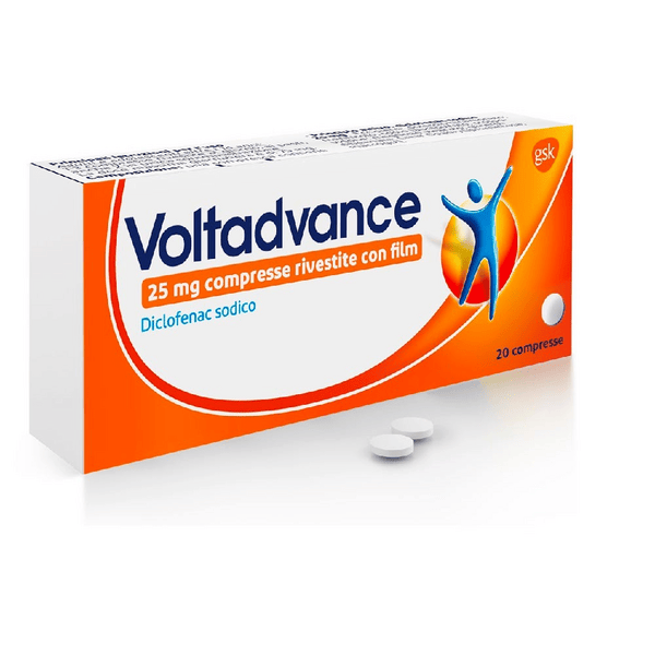 Voltadvance Antinfiammatorio 25mg Diclofenac Dolore Cervicale Mal di Schiena Mal di Testa 20 Compresse Rivestite