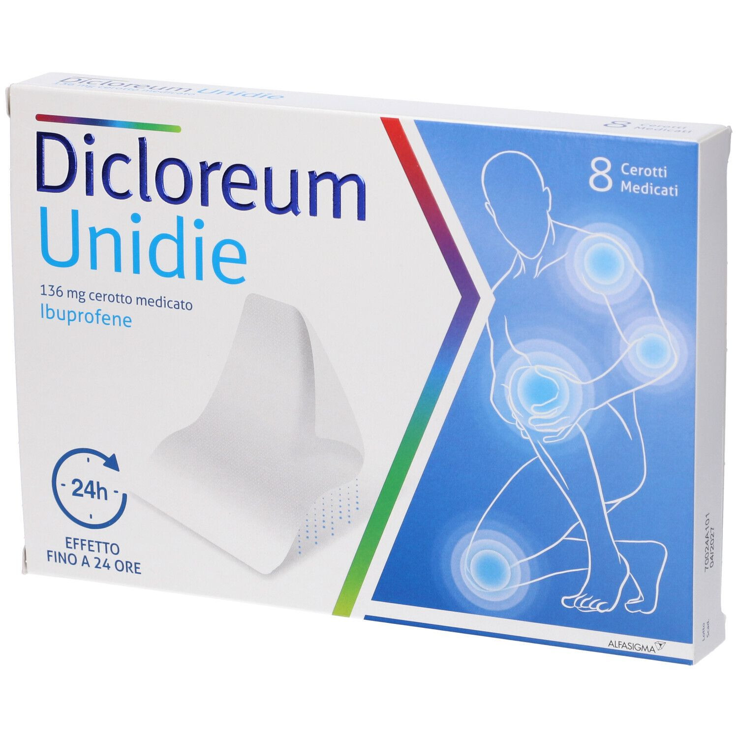Dicloreum Unidie 136 mg 8 Cerotti Medicati Per Dolori Muscolari, Dolori Articolari, Traumi