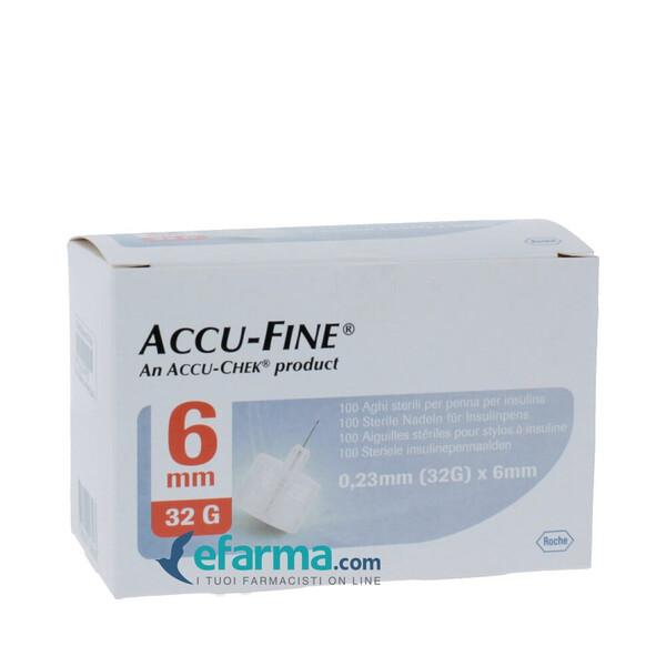 Accu-Fine Aghi Penna Somministrazione Insulina 6mm x 32G 100 Pezzi