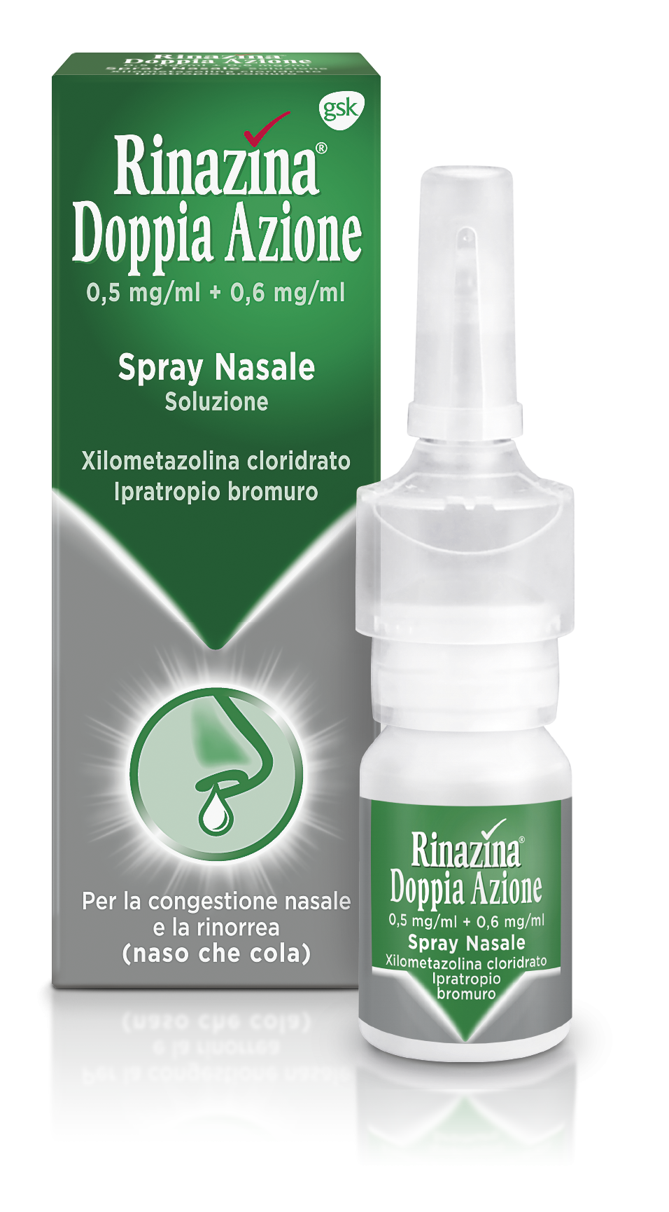 Rinazina Doppia Azione Spray Nasale Decongestionate Libera il Naso Chiuso dal Raffreddore 10 ml