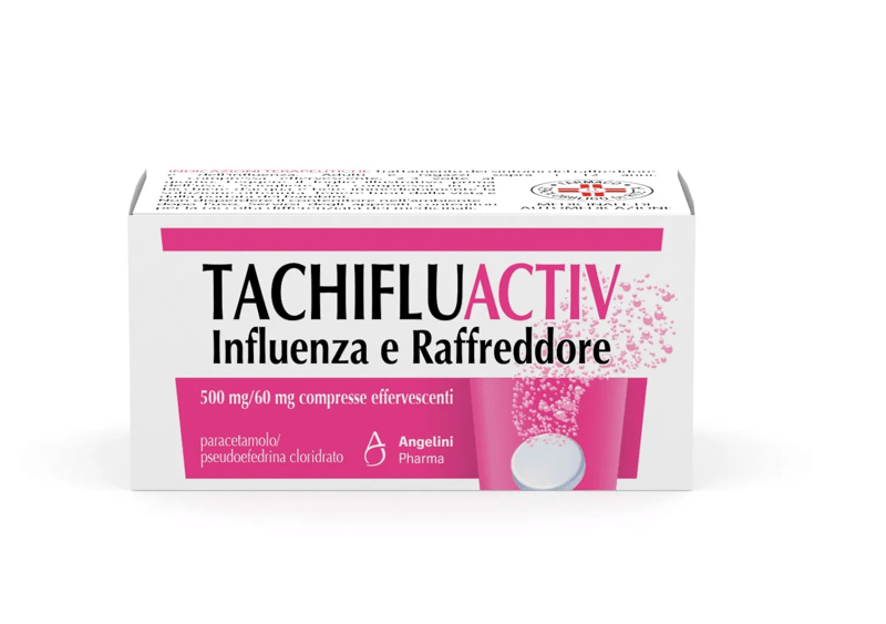 Tachifluactiv 10 Compresse Effervescenti Influenza e Raffreddore 500 mg/60 mg