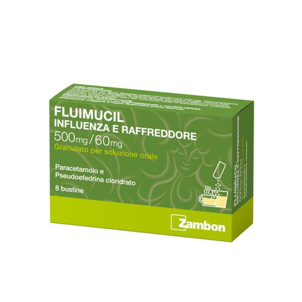 Fluimucil Influenza e Raffreddore 500 mg/60 mg Granulato 8 Bustine
