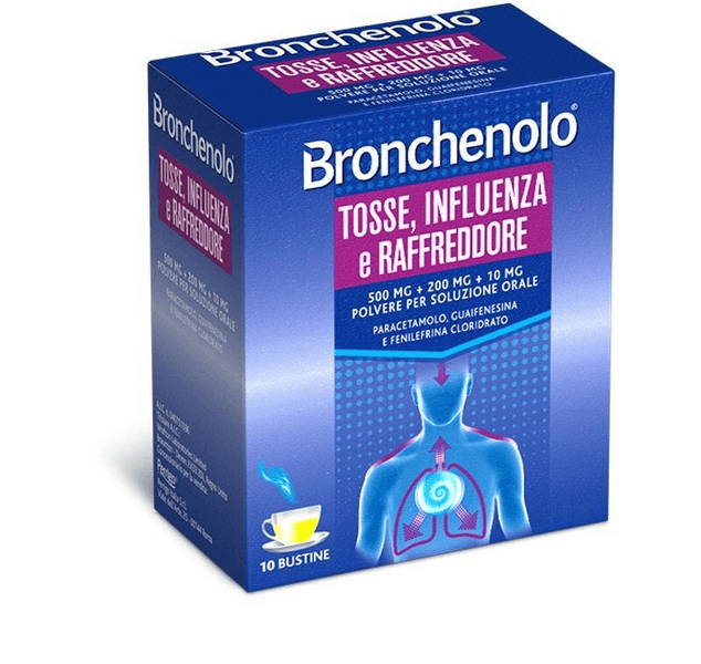 Bronchenolo Tosse Influenza e Raffreddore Polvere Per Soluzione Orale 10 Bustine