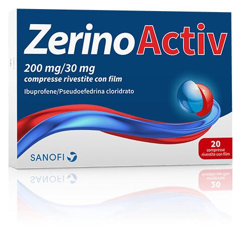 ZerinoActive 200mg + 30mg Contro Sintomi Influenzali 20 Compresse Rivestite