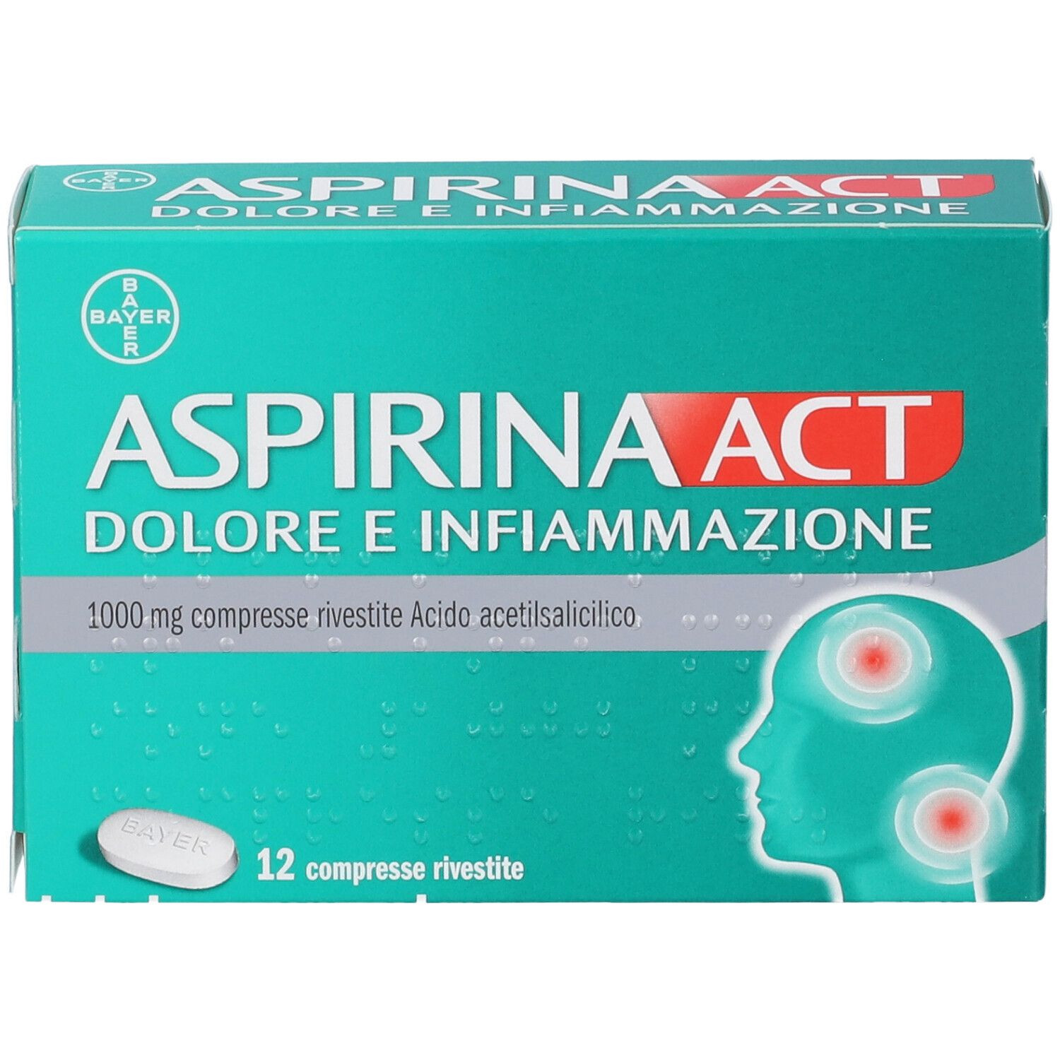 Aspirina ACT Dolore e Infiammazione Trattamento per Febbre e Dolore, 12 Compresse