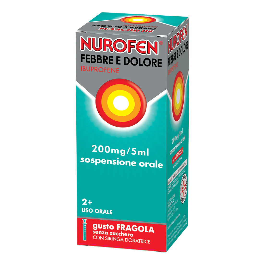Nurofen Febbre e Dolore 200mg/5ml | Sciroppo Antipiretico Analgesico Bambini | Gusto Fragola 100ml