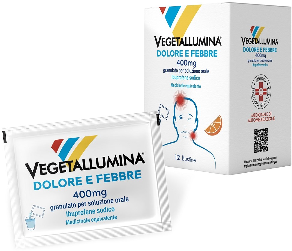 VEGETALLUMINA DOLORE E FEBBRE 400 mg granulato per soluzione orale in bustina 12 pz Granulato, bevibile