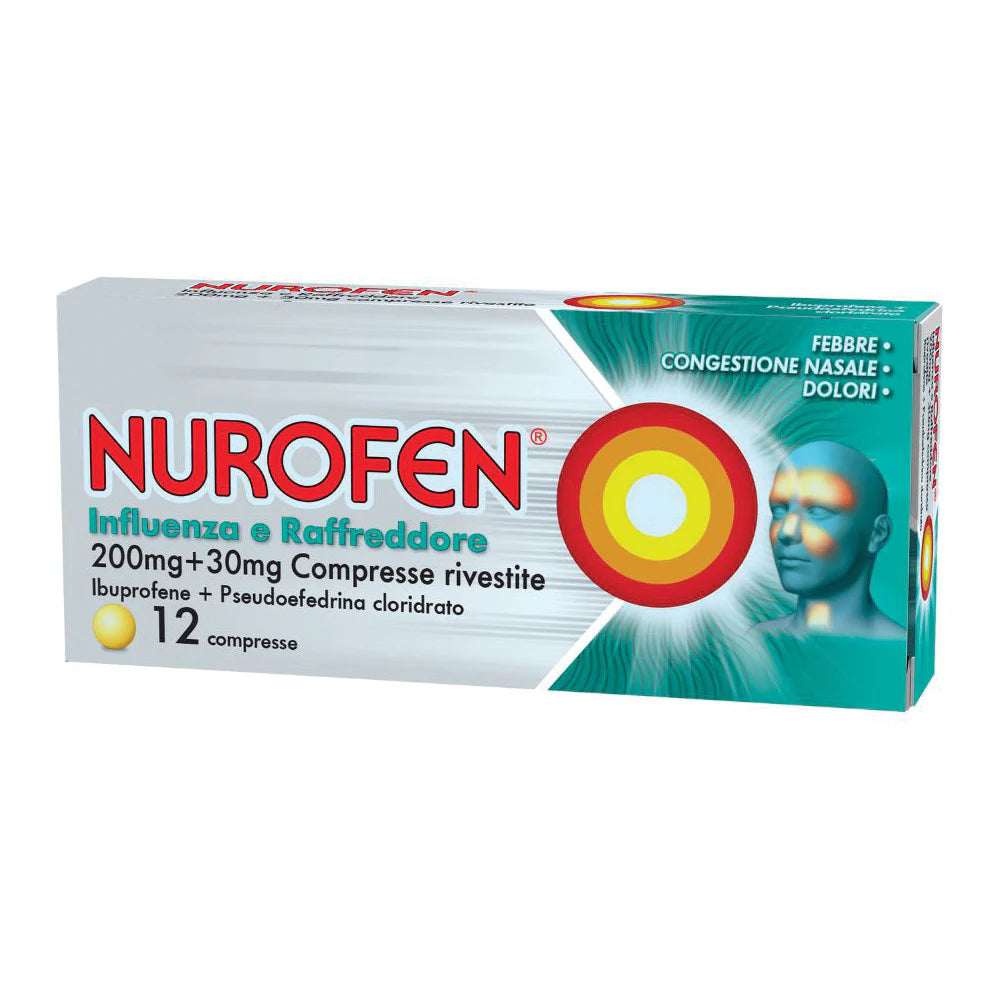 Nurofen Influenza e Raffreddore | Analgesico Decongestionante | 12 Compresse Rivestite