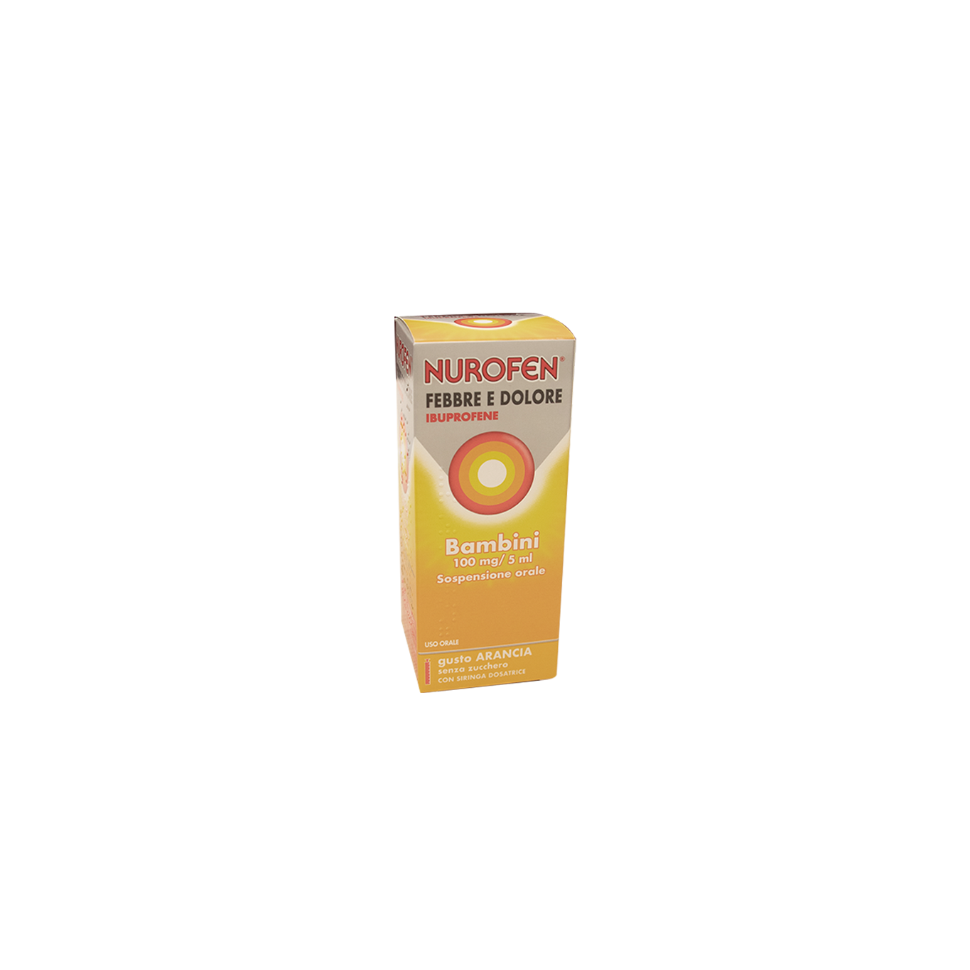Nurofen Febbre e Dolore Bambini 100mg/5ml Sospensione Orale Gusto Arancia Senza Zucchero, 150ml