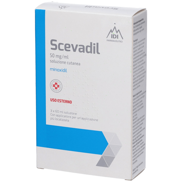 Scevadil Minoxidil 50 mg/ml Soluzione Cutanea per Alopecia 3 Flaconi da 60 ml