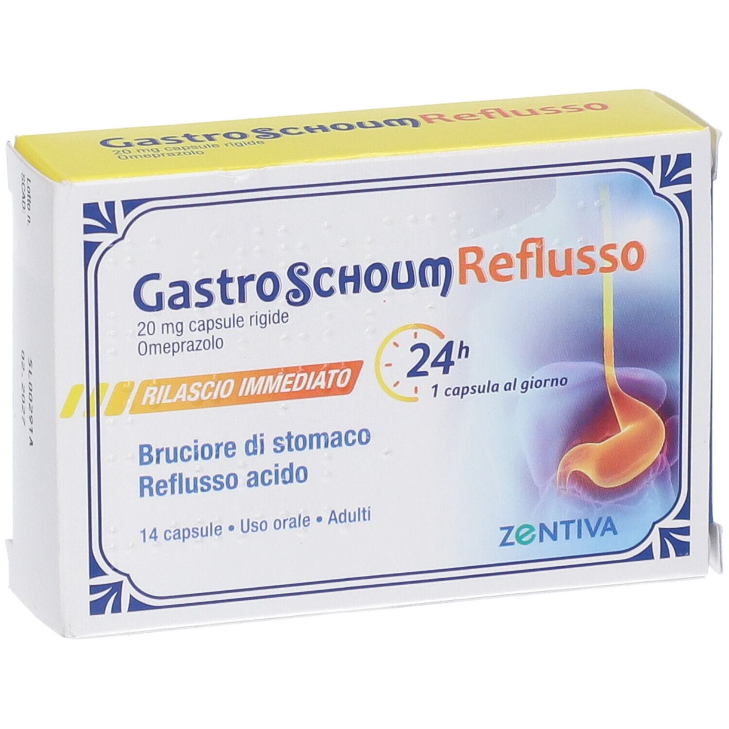 Gastroschoum Reflusso 20mg Bruciore Di Stomaco E Reflusso Acido 14 Capsule