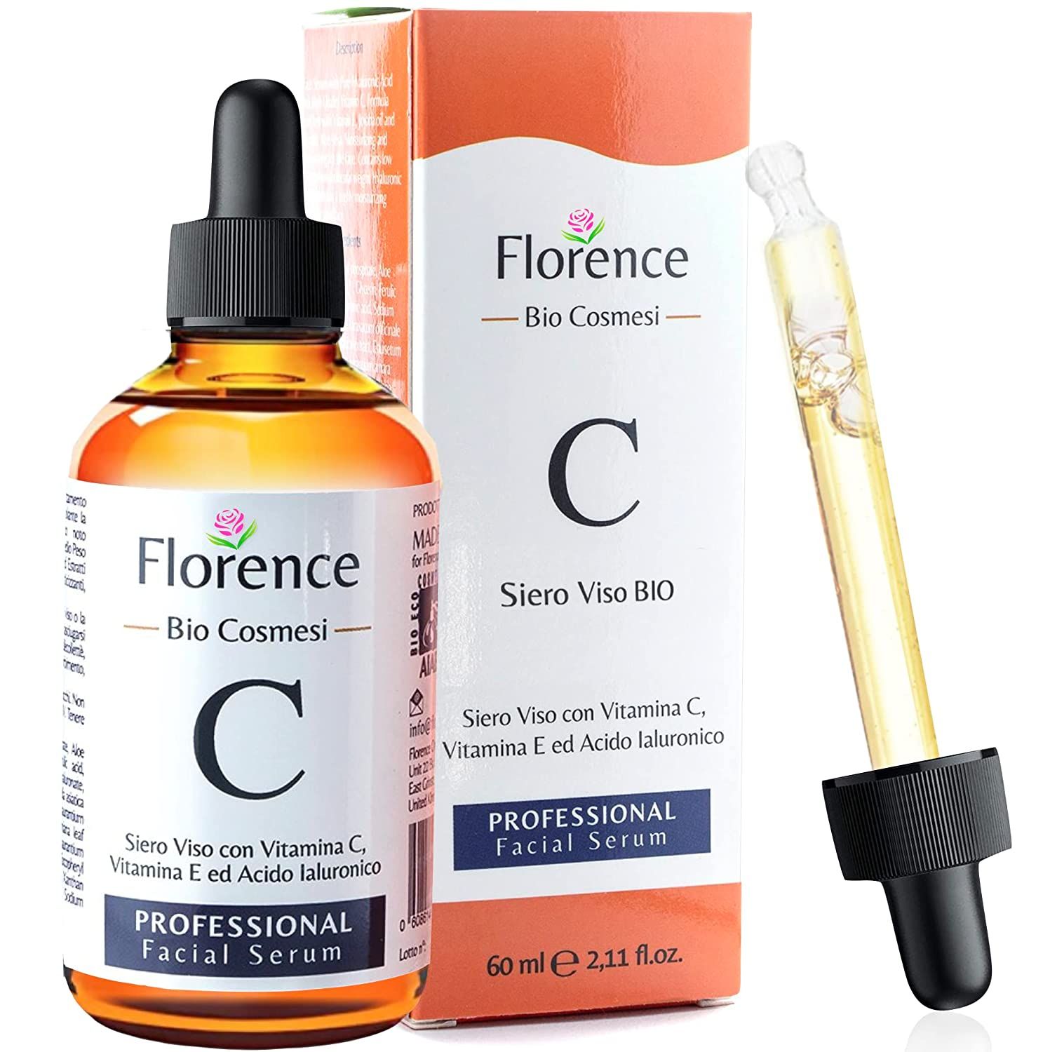 Florence BIO Siero di Ialurone con Vitamina C/E altamente concentrato 60 ml