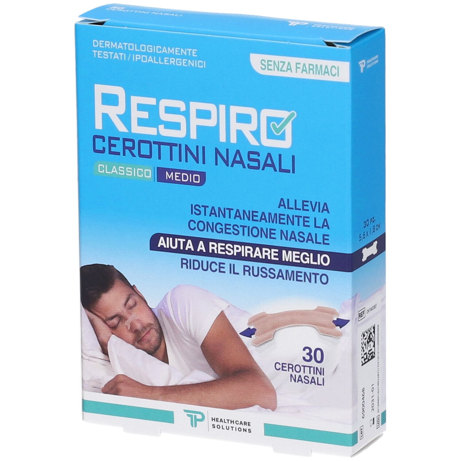 Respiro Cerottini Nasali Classici Misura Media 30 pz Cerotto