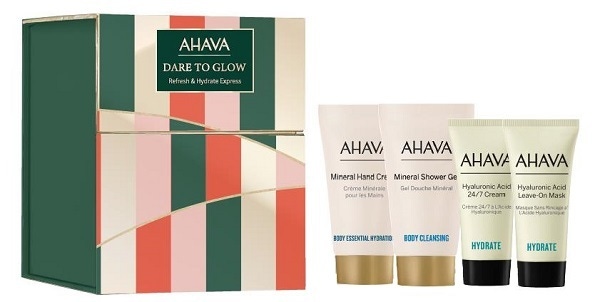 Ahava Holiday Refresh & Hydrate Express Cofanetto Crema Viso 15ml + Maschera Viso 15ml + Crema Mani 40ml + Gel Doccia 40ml — confronto prezzi