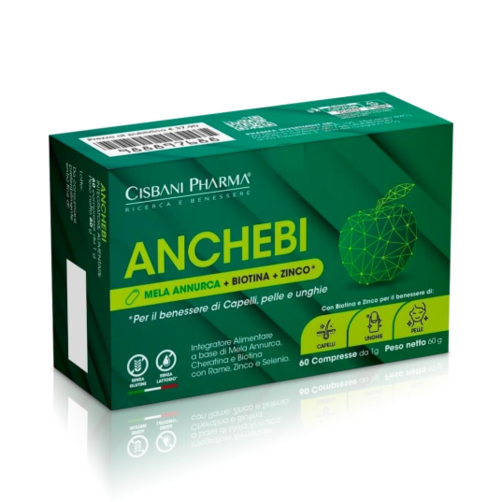 CISBANI PHARMA Anchebi - Integratore Alimentare per Capelli, Pelle ed Unghie con Biotina e Cheratina 60 mg