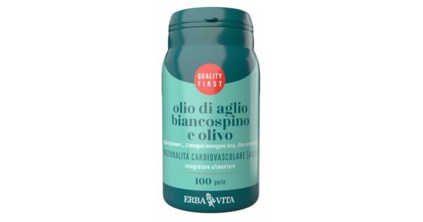 Erba Vita Olio di Aglio e Biancospino Integratore Apparato Cardiovascolare 100 Perle