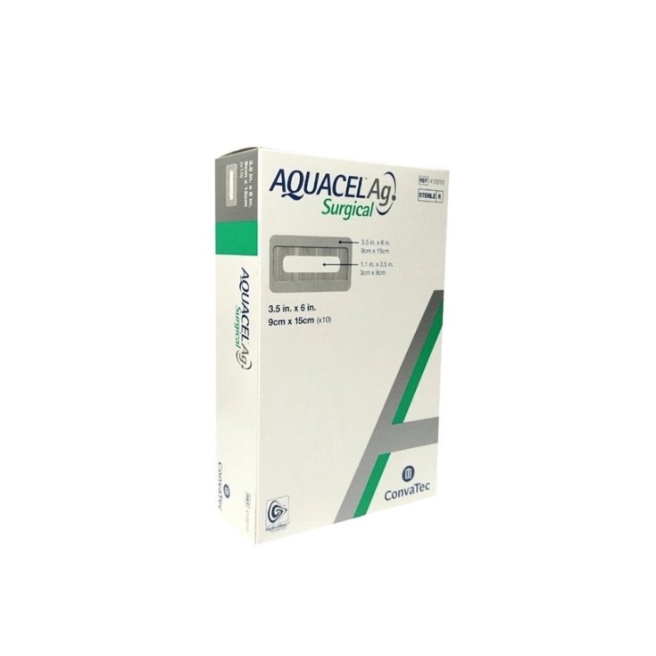 Medicazione sterile con idrocolloidi film di poliureretano tampone centrale di fibre non tessute di carbossimetilcellulosa sodica argento ionico aquacel ag surgical 9x15cm 10 pezzi — confronto prezzi